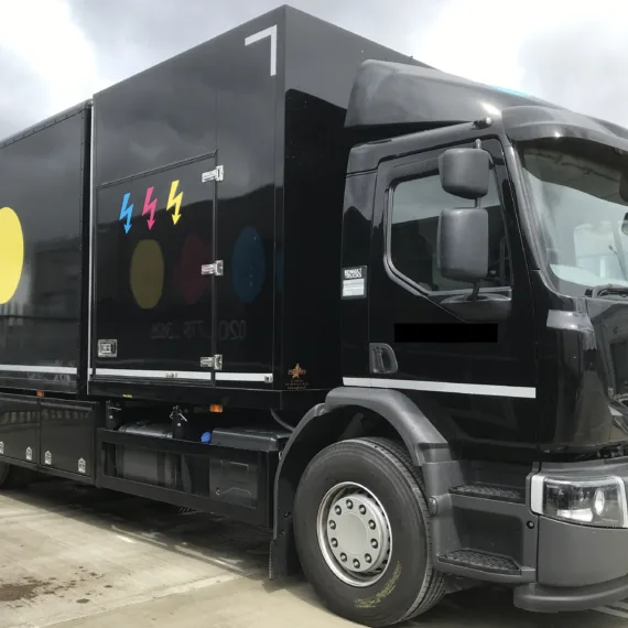 Black commercial box truck refurbishment project